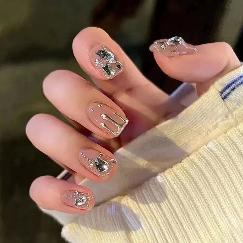 24Pcs Ballerina False Nails with Glue Short Nail Beauty Tool - 图1