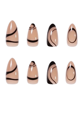 24pcs/Box Press on Fake Nails Short French  Edges Acrylic Fu