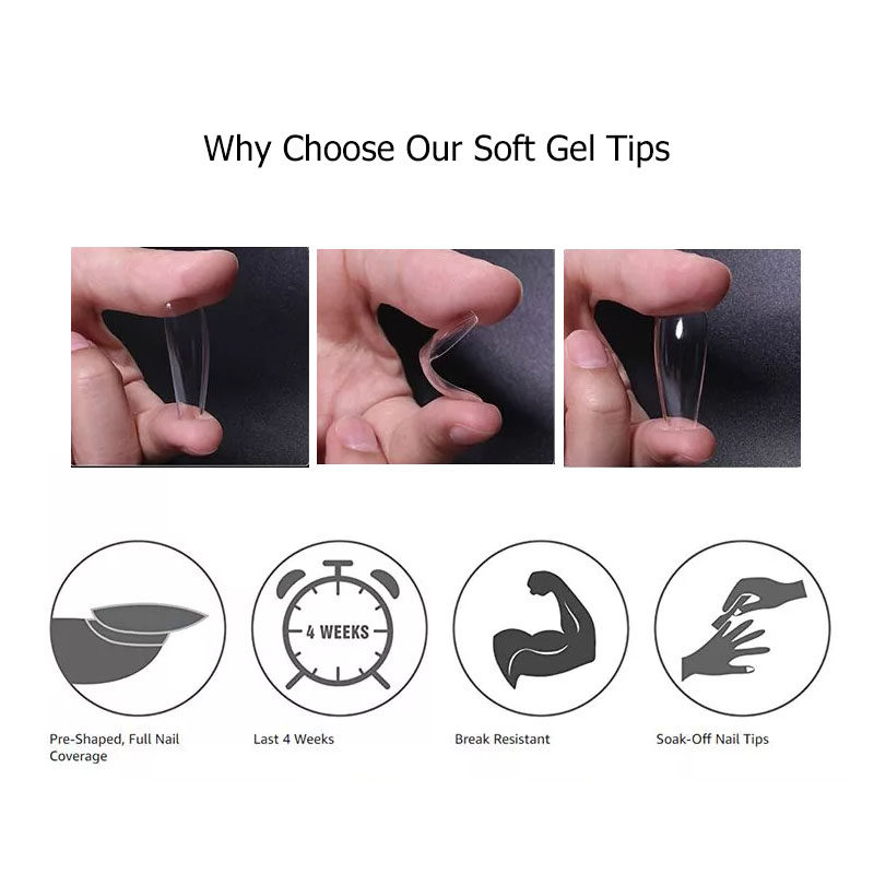 Gel Nail Extensions Soft Gel Press On Nail Tips Short Stilet - 图3