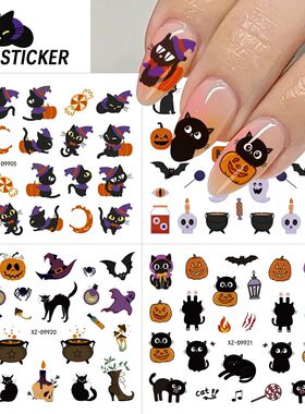 30pcs Halloween Pumpkin Ghost Nail Art Stickers 3D Cute Cart
