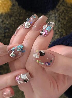 12Grids 3D Colorful Dots Flower Nail Nail Glitter Sequ Spark