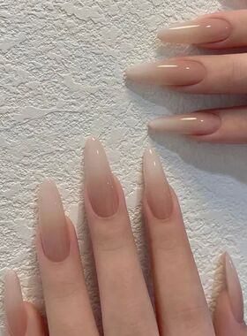 24Pcs Wearable False Nails with Glue Simple French Pink Ball