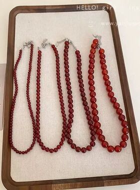 New Trendy Retro Ancora Red Imitation Pearl Beaded Necklace