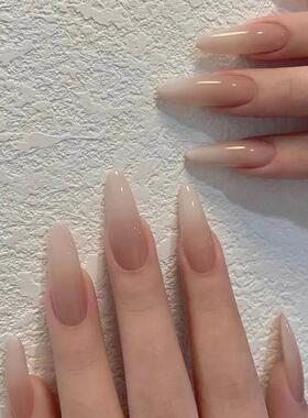 24Pcs Wearable False Nails with Glue Simple French Pink Ball