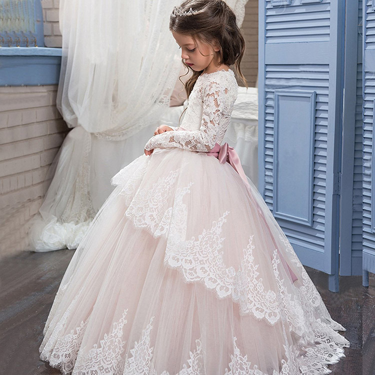女童礼服裙长袖公主裙模特走秀演出服小主持人婚纱生日儿童晚礼服,淘宝优惠券,粉丝福利购,淘宝优惠卷