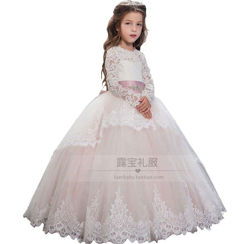 女童礼服裙长袖公主裙模特走秀演出服小主持人婚纱生日儿童晚礼服,淘宝优惠券,粉丝福利购,淘宝优惠卷
