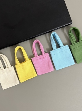 日韩ins迷你帆布袋布艺包包挂饰钥匙扣挂件手机壳耳机套挂链配饰