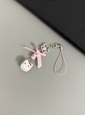 卡通少女粉可爱kt猫吊坠包包挂饰钥匙扣挂件手机壳耳机套挂链配饰