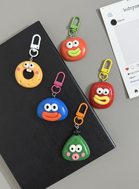 趣味大眼香肠嘴表情包包挂饰钥匙扣挂件手机壳耳机套挂链配饰
