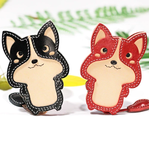 Ключница, маленькая милая универсальная мультяшная сумка через плечо ручной работы, простой и элегантный дизайн, Южная Корея, из натуральной кожи