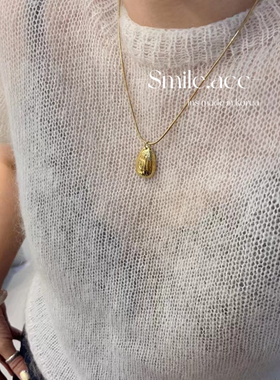 韩国东大门新款简约大气蛇骨链条精致流光椭圆挂件冷淡风锁骨链