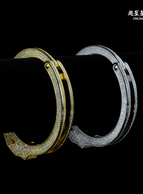 满钻镶嵌手铐手镯嘻哈说唱手链