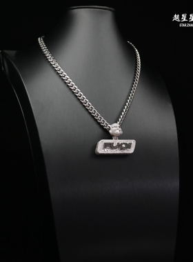 赵星星珠宝行珠宝定制FUQI厂牌LOGO满钻佛头吊坠S925纯银