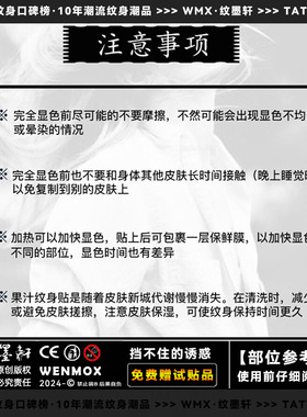 纹墨轩霸气泰.文自在光明信仰草本果汁纹身贴男女防水刺青
