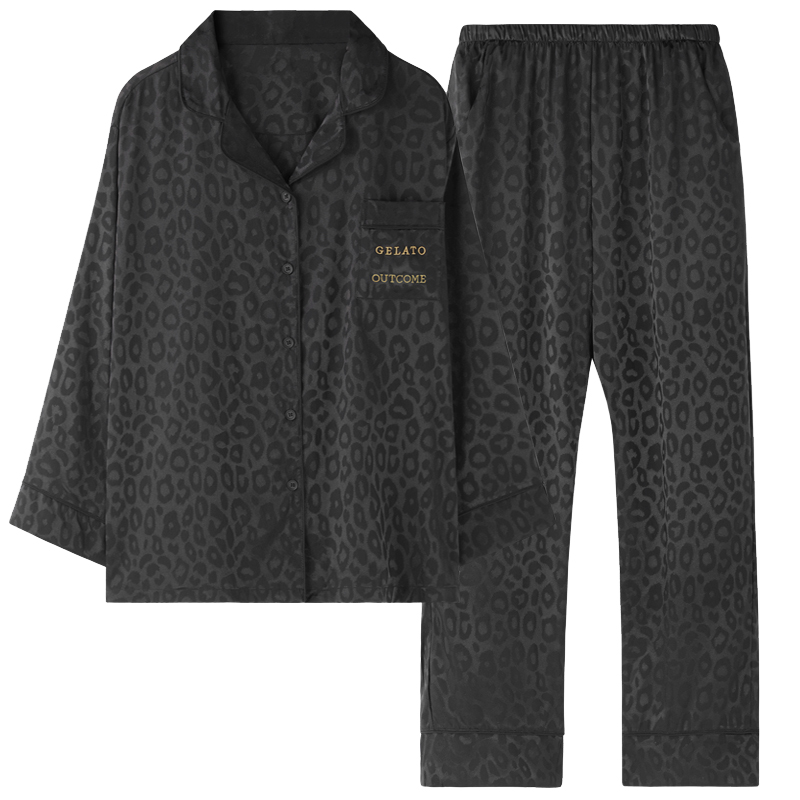 乐姿梦旗舰店乐姿梦春秋季冰丝情侣睡衣女薄款韩版洋气高级感丝绸男士两件套装0