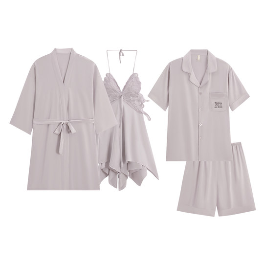 Couple Ice Silk Summer Pajamas Home Clothing Set
