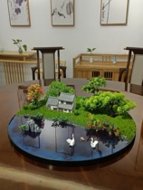 New Chinese Hotel Large Round Table Turntable Swing Flower Decorations Microminiature Landscape Round Microminiature Landscape Table Flower Pendulum