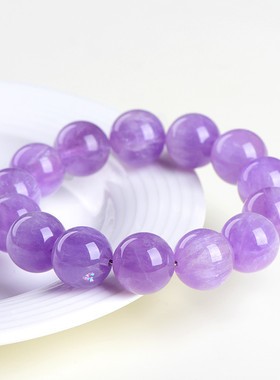 久雅水晶 天然拉丝薰衣草紫水晶圆珠手链薰衣草浅紫散珠手串 批发