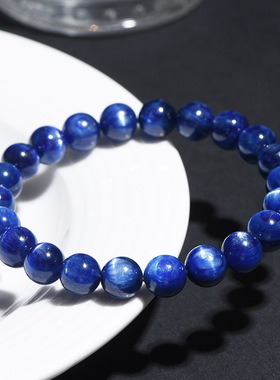 久雅水晶 天然蓝晶石圆珠手链 蓝晶石散珠手串  饰品配件  厂家直