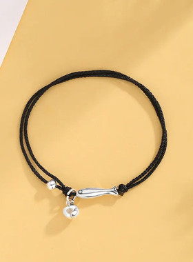 上岸锦鲤好运手链小鱼红绳铃铛手绳幸运编织情侣闺蜜本命年礼物