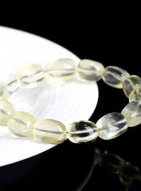 久雅水晶 天然黄水晶随型石手链 柠檬黄色水晶蛋形随形手串 批发