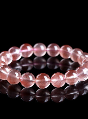 久雅水晶 天然7A级粉紫兔毛圆珠手链  粉紫色兔毛发晶手串 批发