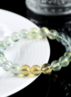 久雅水晶 7A级渐变葡萄石单圈手链 黄绿葡萄石散珠手串 厂家直销