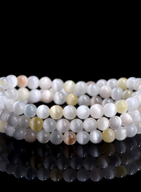 久雅水晶 天然7A级糖果兔毛佛珠圆珠手链  多色兔毛三圈手串 批发