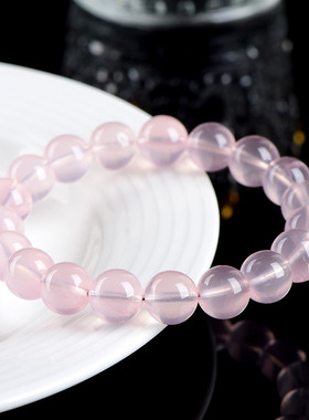 久雅水晶 天然星光莫桑粉水晶手串 粉色水晶圆珠手链 厂家直销