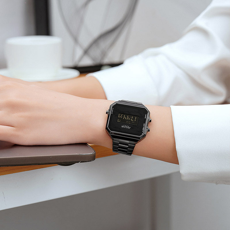 聚利时韩风时尚百搭不锈钢电子表 聚利时日韩腕表