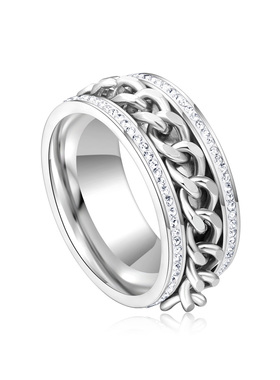 街潮聚利时钛钢可转圈情侣戒指