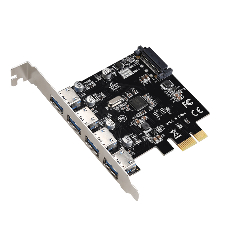PCI-E转usb3.0扩展卡FL1100芯片15P供电PCIE转4口USB3.0扩展卡 - 图0