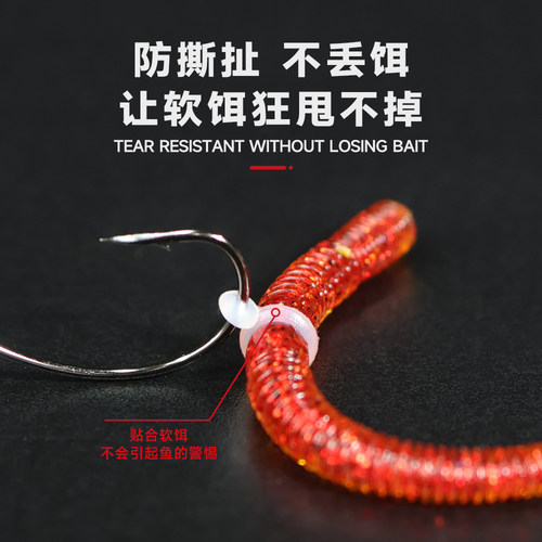钓之猪路亚面条虫保护圈senko软饵O型硅胶圈搭配倒钓钩路亚小配件 - 图0