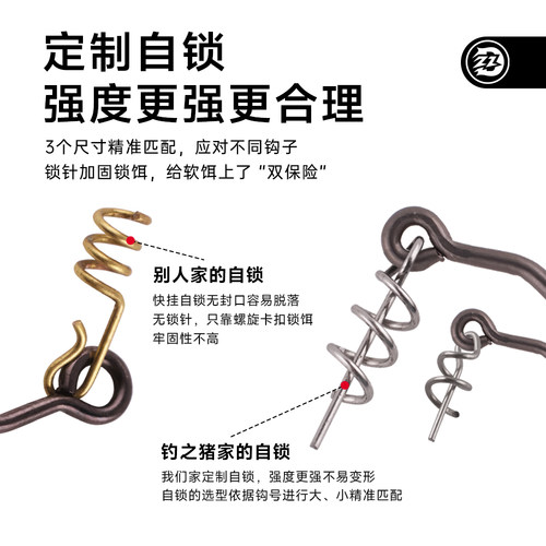 钓之猪路亚弹簧锁针软饵链接器防脱防爆螺旋自锁曲柄钩别针小配件 - 图2