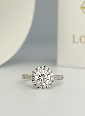 美国Lockend莫桑钻18K白金D色戒指纯银圆包女情人节生日礼物结婚