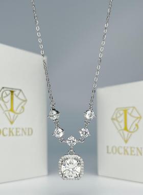 美国Lockend莫桑钻925银方糖莫桑钻项链女轻奢莫桑石吊坠锁骨链