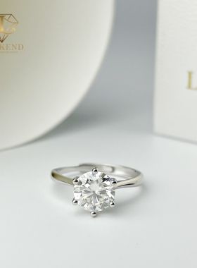 美国Lockend莫桑钻18K白金指环戒指女周家同款六爪戒指求婚轻奢