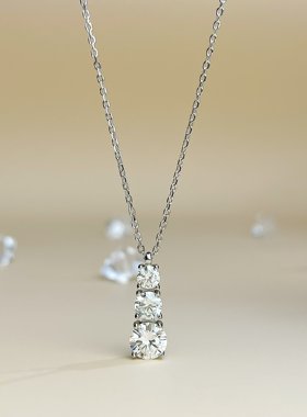 美国Lockend莫桑钻18K白金吊坠三生三世项链纯银女百搭高级感轻奢