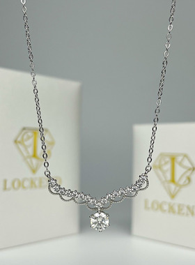 美国Lockend莫桑钻18K白金一鹿有你项链小众设计森系鹿角圣诞饰品