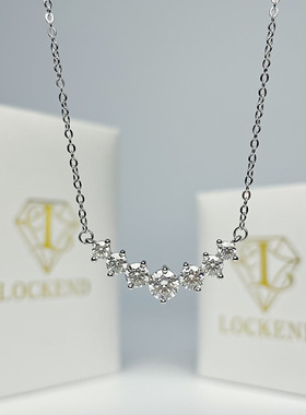美国Lockend莫桑钻18K白金微笑七公主项链饰品高级感莫桑石吊坠女