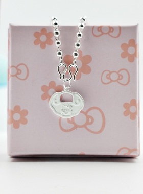 磨砂吊坠999足银圆珠女小猫新款