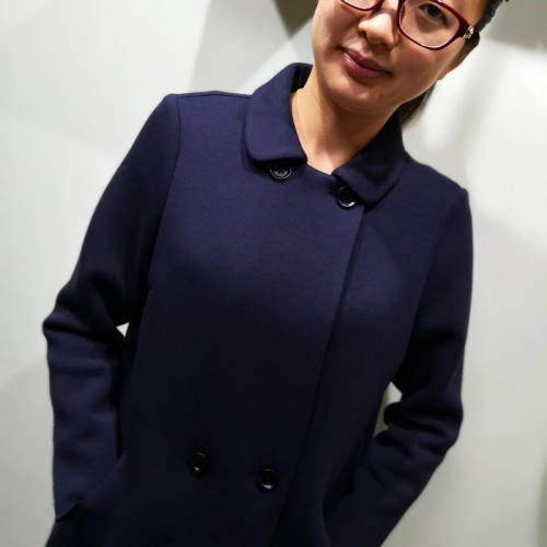 YUN韫2025冬季新品女装翻领双排扣长款空气棉外套经典女风衣 5622 - 图1