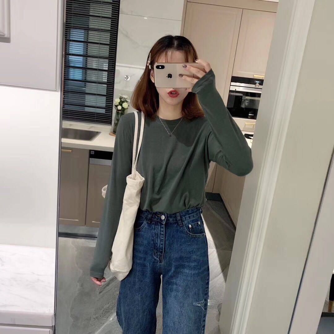 new girl自制韩版六色圆领t打底衫 N G 精品女装时尚套装