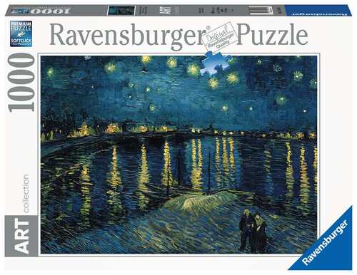 睿思Ravensburger隆河星夜梵高1000片德国进口拼图益智玩具名画 - 图1