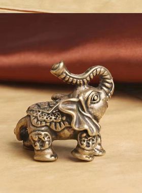 黄铜大象摆件一对小号家居客厅招旺财吉象吉祥如意象福财福禄象