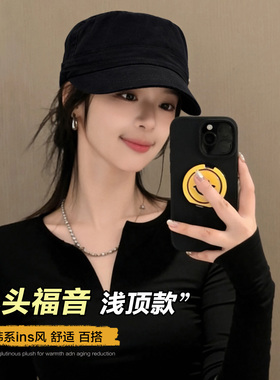 小头围韩国秋冬新款平顶马术帽女