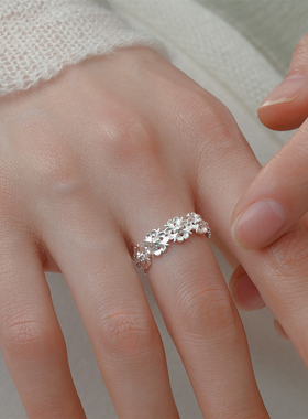 梵灵小众设计镂空花语间戒指雕花