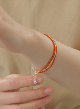 梵灵川南红小米珠晨光叠手链文艺