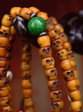 藏传回流骨雕刻尸陀林108颗佛珠念珠藏式文玩多圈手串牦牛骨脖挂