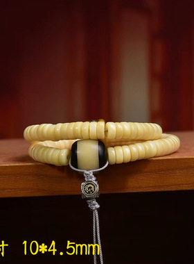 天然鸡油黄骆驼骨隔片108颗佛珠念珠藏式文玩两圈手串回流骨跑圈